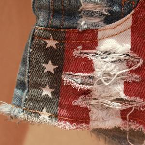 Jeans Shorts With Us Flag 001