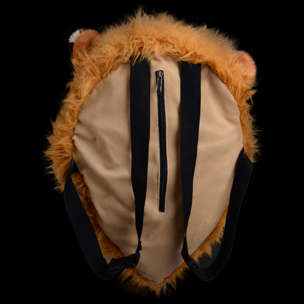 Fashion 3D Lion Head Plush Bag Backpack 042330 on Luulla
